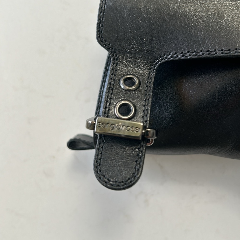 Sergio Rossi | Black Leather Flat Ankle Boots | Side Zip | Size 38 - Picture 9 of 10